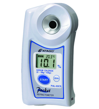 ATAGO(愛拓)便攜式數(shù)顯氯化鈉折射計/Nacl濃度計 PAL-03CS氯化鈉濃度計(雙標度)