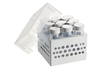 艾本德儲(chǔ)存盒 3 × 3, 可放置 9  個(gè) 50  mL 試管和 4  個(gè) 15  mL 試管，2  件，高 127  mm，5  英寸，聚丙烯材料，可耐受最低 -86  °C，高溫高壓滅菌，帶蓋子